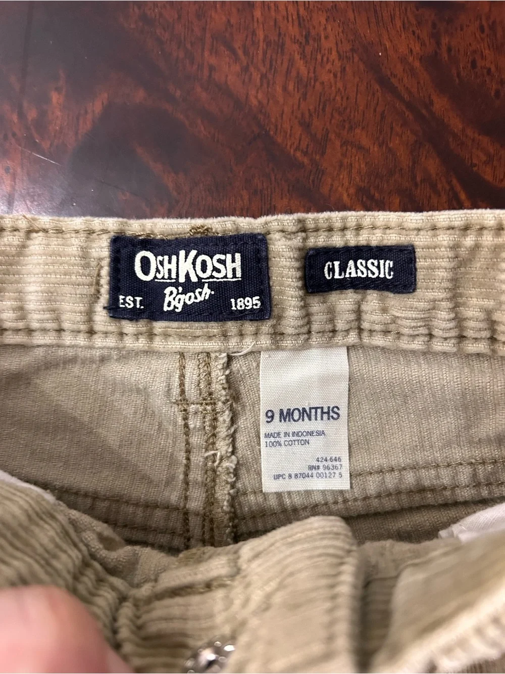 oshkosh classic tan corduroy pants 9 months